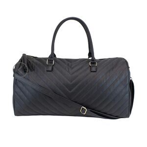 Ms. Lovely Black Large Chevron Weekender Duffle Bag - 22” x 10” x 11”